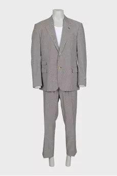 Men's black and white wool and silk suit