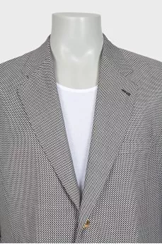 Men's black and white wool and silk suit