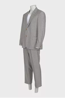 Men's black and white wool and silk suit