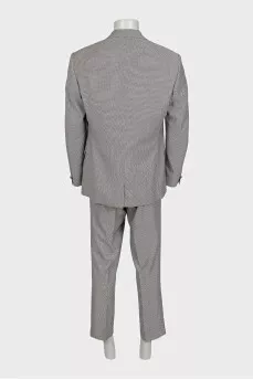 Men's black and white wool and silk suit