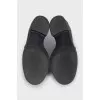 Black leather mid-heel loafers