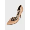 Beige leather high heel shoes