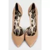 Beige leather high heel shoes