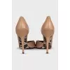 Beige leather high heel shoes
