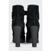 Suede ankle boots with heels decorated with fur