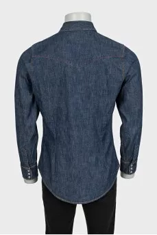 Чоловіча джинсова сорочка темно-синього кольору