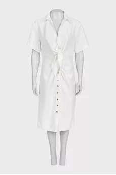 White dress with gold buttons