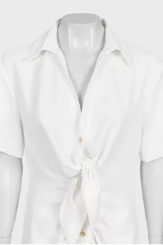 White dress with gold buttons