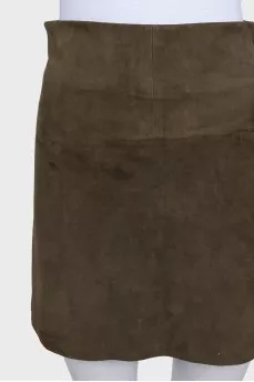Green suede skirt
