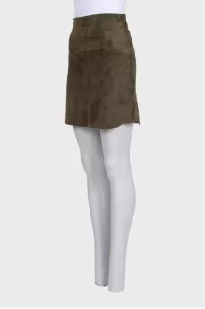 Green suede skirt