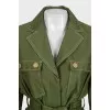 A short, fitted coat with buttons