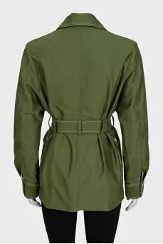 A short, fitted coat with buttons