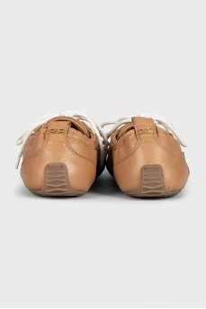Brown leather and suede sneakers