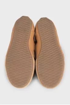 Brown leather and suede sneakers