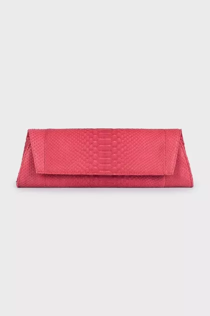 Red python leather clutch
