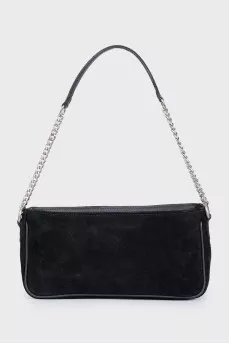 Black suede bag with a bow
