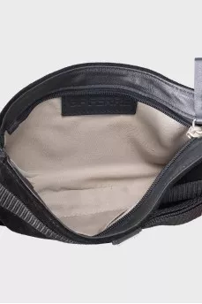 Black suede bag with a bow