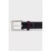 Men's leather belt with contrast piping