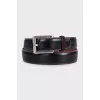 Men's leather belt with contrast piping