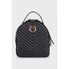Black quilted leather backpack