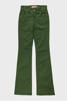 Green flared jeans