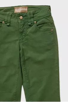 Green flared jeans