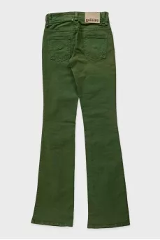 Green flared jeans