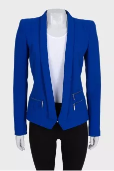Blue fitted jacket without fastening