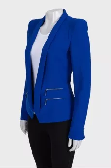 Blue fitted jacket without fastening