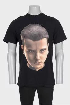Men's black straight-leg printed t-shirt