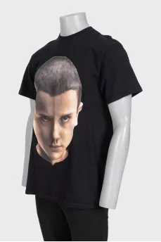 Men's black straight-leg printed t-shirt