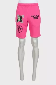 Men's pink printed shorts