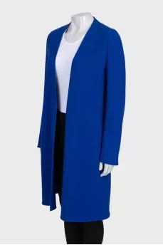 Blue long wool cardigan