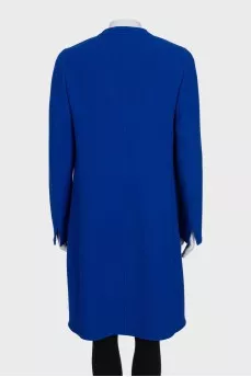 Blue long wool cardigan