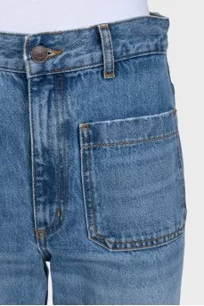 High-waist straight jeans with patch pockets
