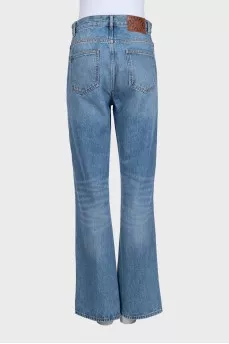 High-waist straight jeans with patch pockets