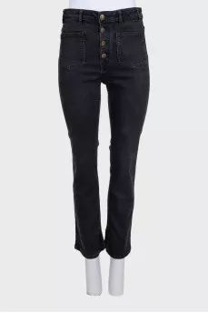 Чорні джинси skinny fit на гудзиках