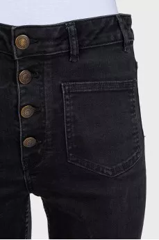 Чорні джинси skinny fit на гудзиках