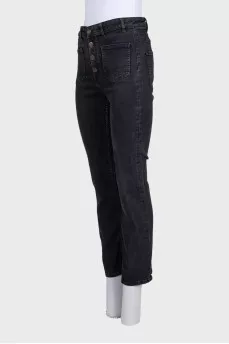 Чорні джинси skinny fit на гудзиках