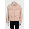 Quilted beige jacket with patch pockets