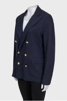 Straight jacket with signature blue buttons