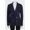 Straight jacket with signature blue buttons
