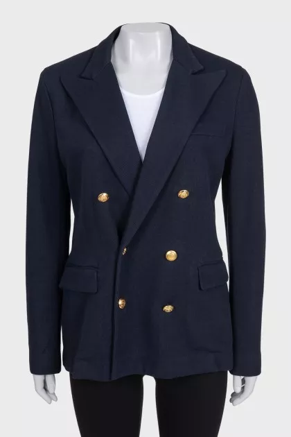 Straight jacket with signature blue buttons