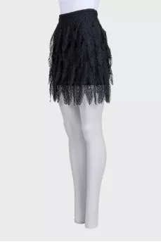 Black skirt with lace frills