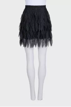 Black skirt with lace frills