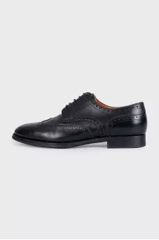 Men's black leather lace-up brogues