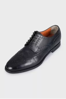 Men's black leather lace-up brogues