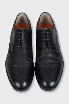 Men's black leather lace-up brogues