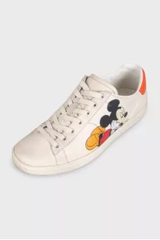 Кожаные кеды Ace by Disney x Gucci