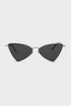 Triangular sunglasses with silver frames
